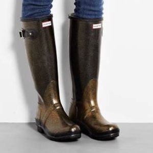 Hunter Metallic Glitter Wellington Boots Tall